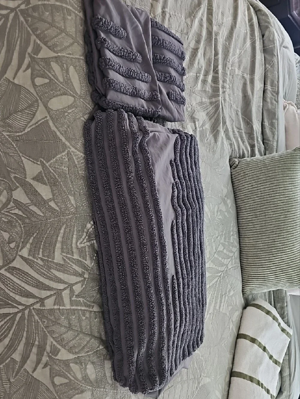 Textured Stripe Accent Comforter - Gray